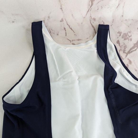 ADAY Swimsuit Women For The Win Reversible Navy White One Piece High Neck - Picture 8 of 14